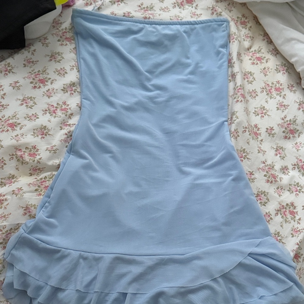 Edikted Light Blue Strapless Dress